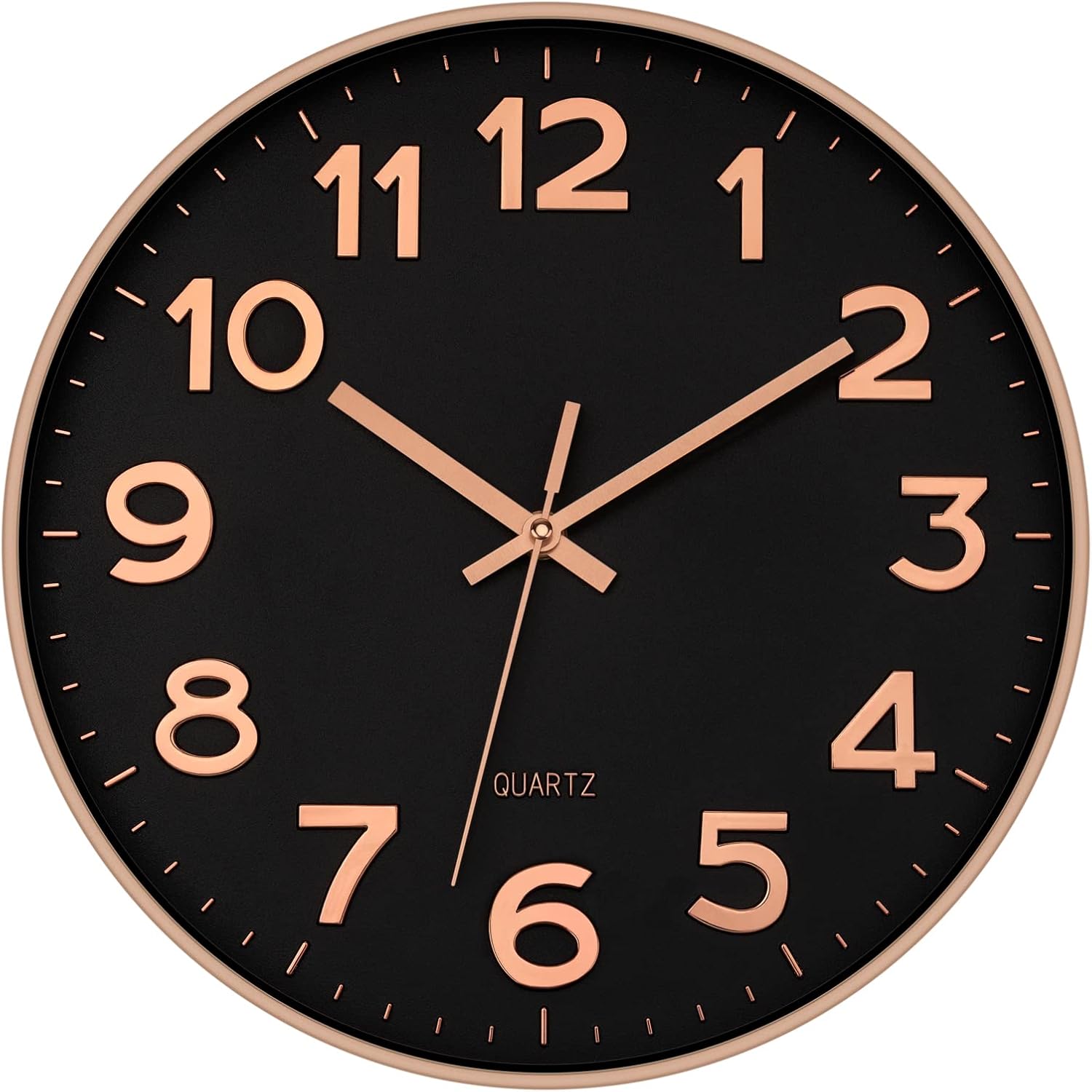 Lumuasky Modern Black Wall Clock, Battery Opertaed 12 Inch Large
