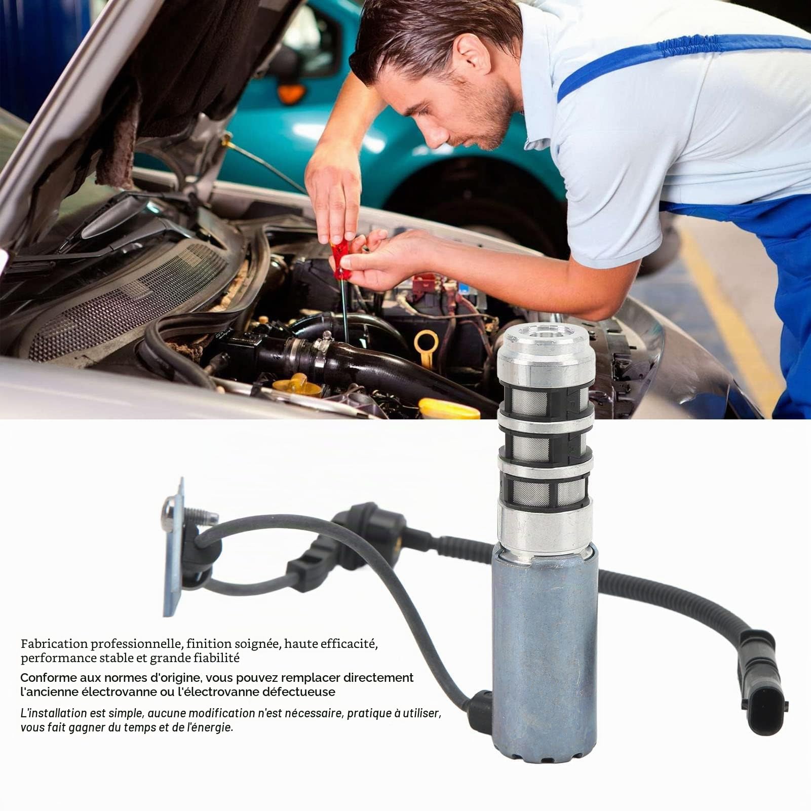 Électrovanne de Pompe à Huile, V764723880 037990 électrovanne de Capteur de Pompe à Huile en Alliage D'aluminium pour Moteur 3008, 308, 508 RCZ 1.6T