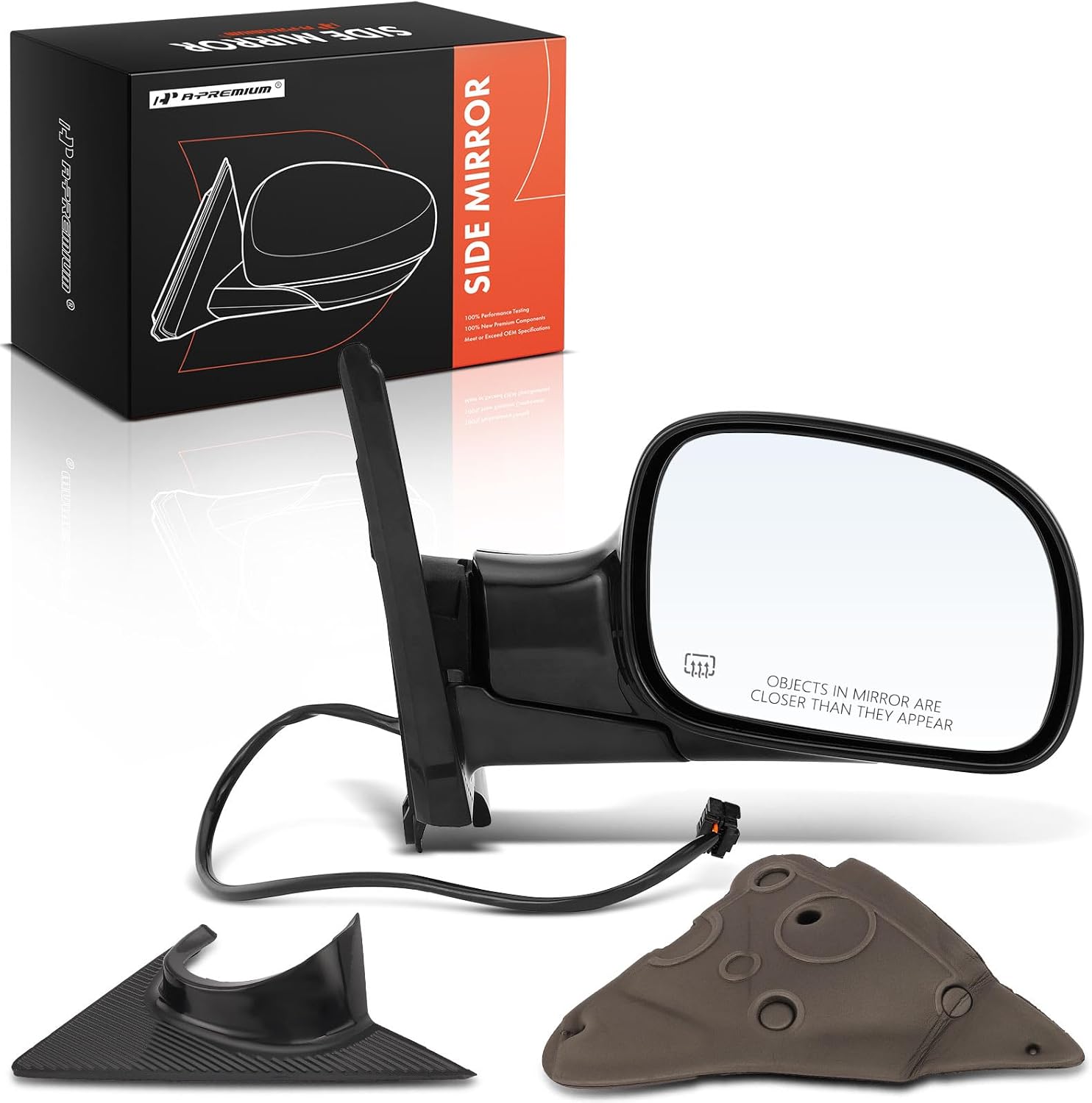 A-Premium Passenger Side Power Door Mirror Compatible with Dodge Grand Caravan, Caravan 2001-2007 & Chrysler Town & Country 2001-2007, Voyager - Heated Manual Folding Black Outside Rear View Mirror