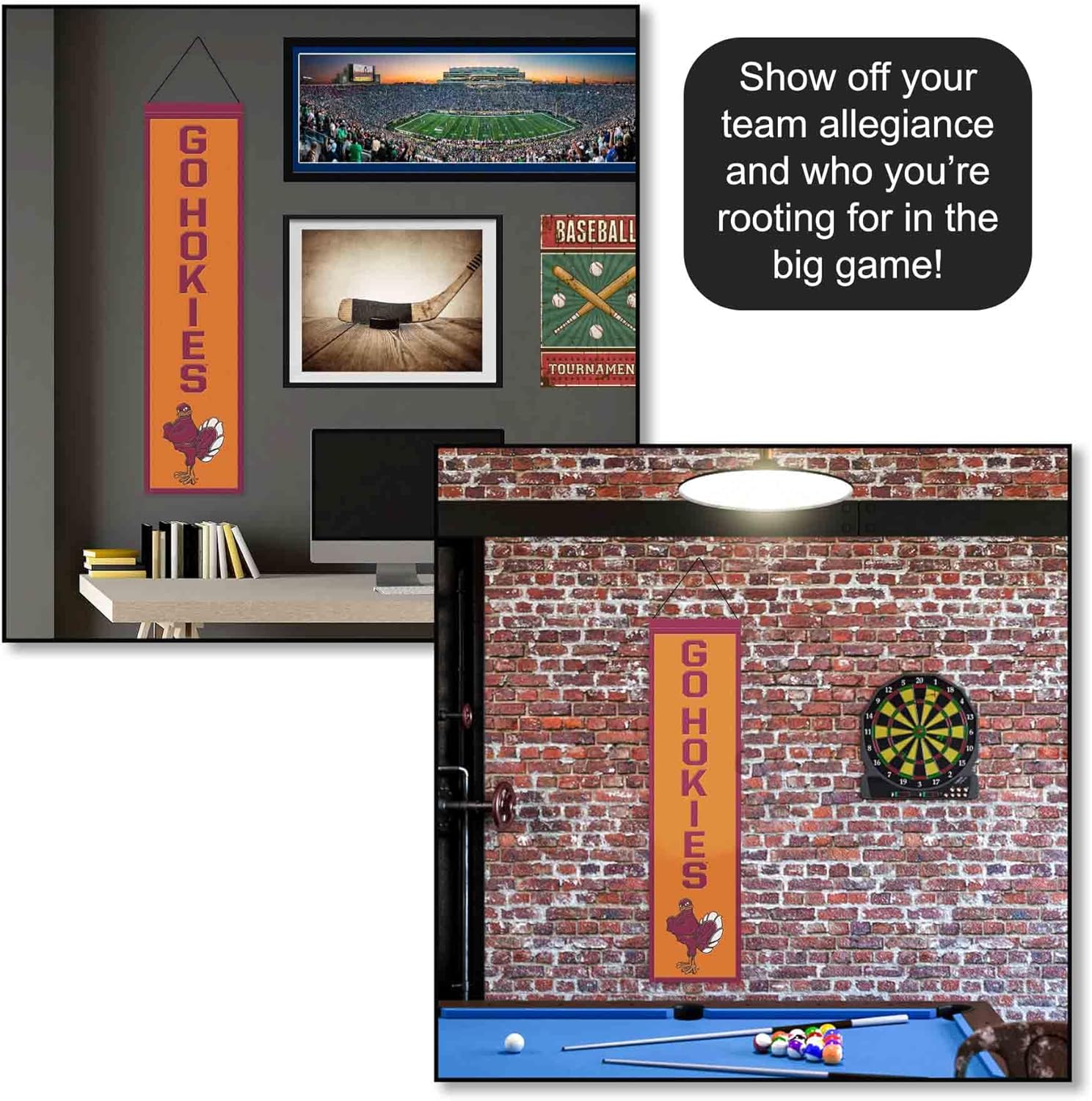 WinCraft VA Tech Hokies Go Hokies 8x32 Inch Vertical Wool Embroidered Hanging Banner
