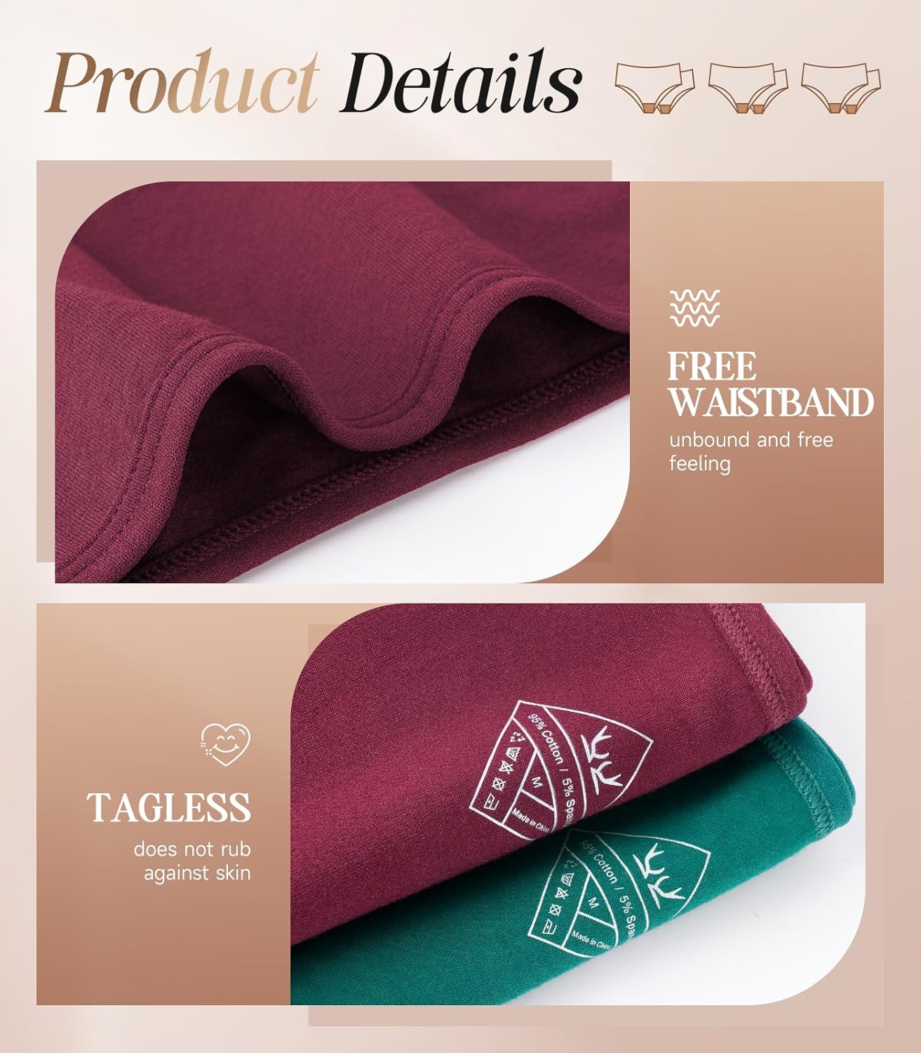 Benirap Womens Underwear Soft Cotton Hipster Panties Breathable Briefs 5 or 6 Pack - Image 5