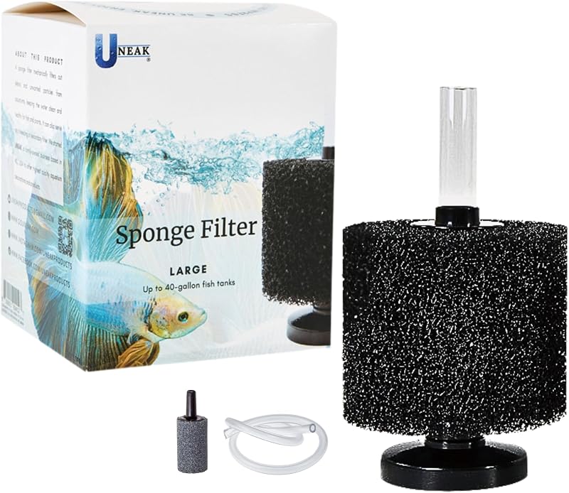 Filtro de esponja para aquário UNEAK com pedra porosa e mangueira de ar, para aquários de até 151,4 L