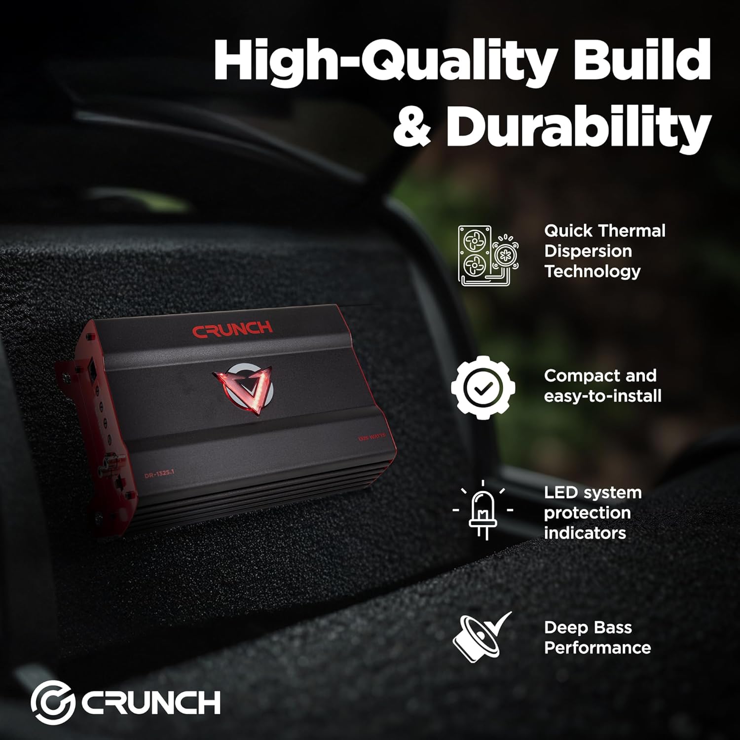 Crunch 1325W Mono block Subwoofer Car Audio Amplifier with Adjustable Crossovers