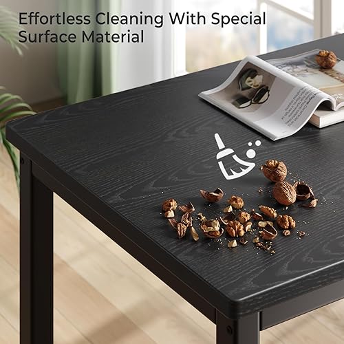 Miniatura 5 de Tatub Juego de mesa de comedor para 4, mesa de cocina de 3 piezas con 2 bancos, juego de comedor que ahorra espacio para rincón de desayuno y Negro