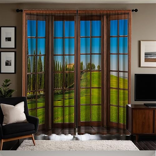 Miniatura 8 de Cortinas opacas con estampado 3D de bosque invernal en la niebla, cortinas decorativas de bosque de coníferas para dormitorio, sala de estar, 21 x