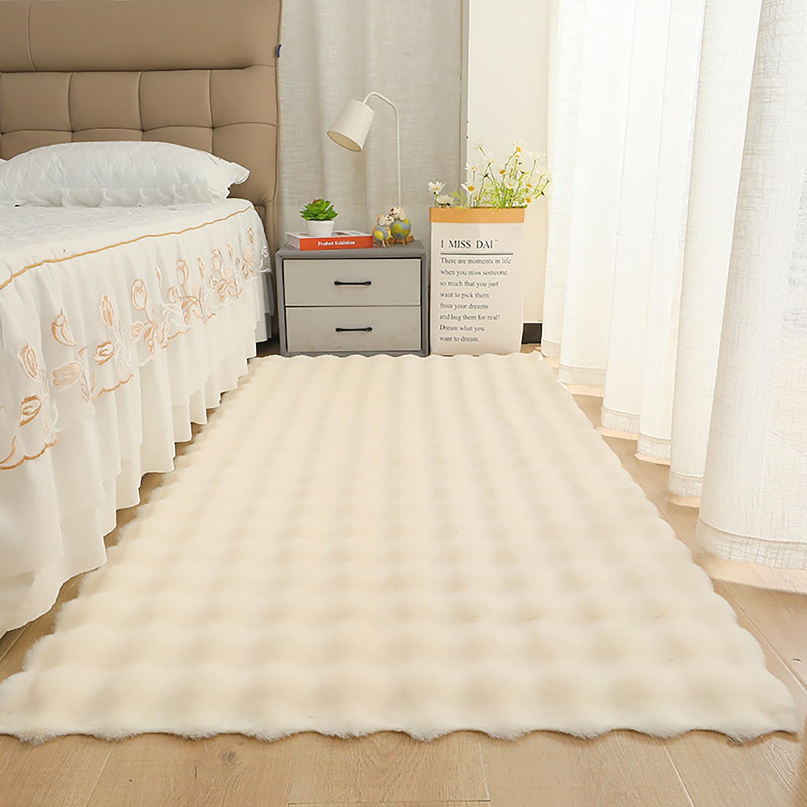 Tapis pelucheux doux antidérapant et lavable pour sol glissant