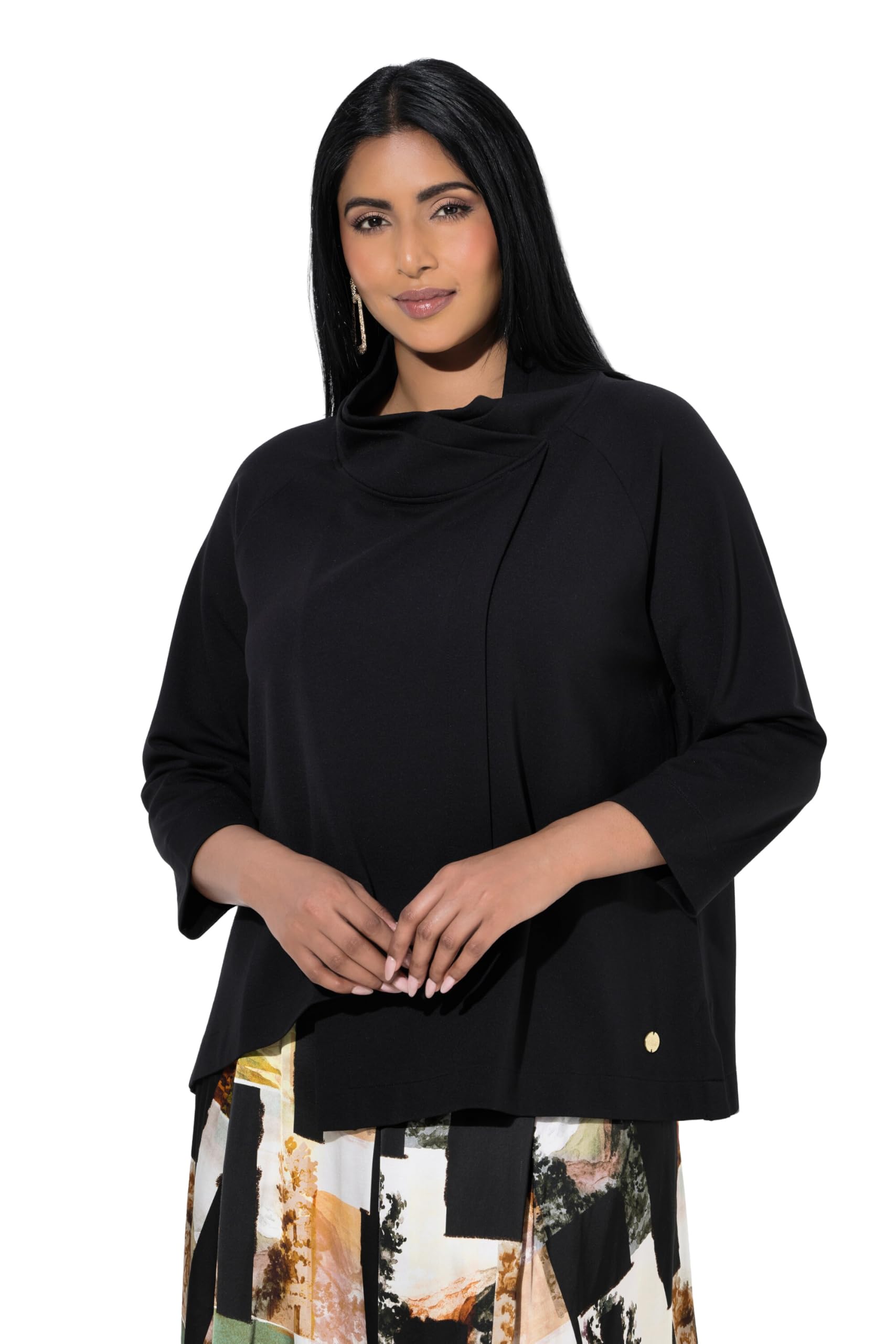 Ulla Popken Damen große Größen Übergrößen Plus Size Punto-Sweatshirt, A-Linie, Stehkragen, 3/4-Arm 846933