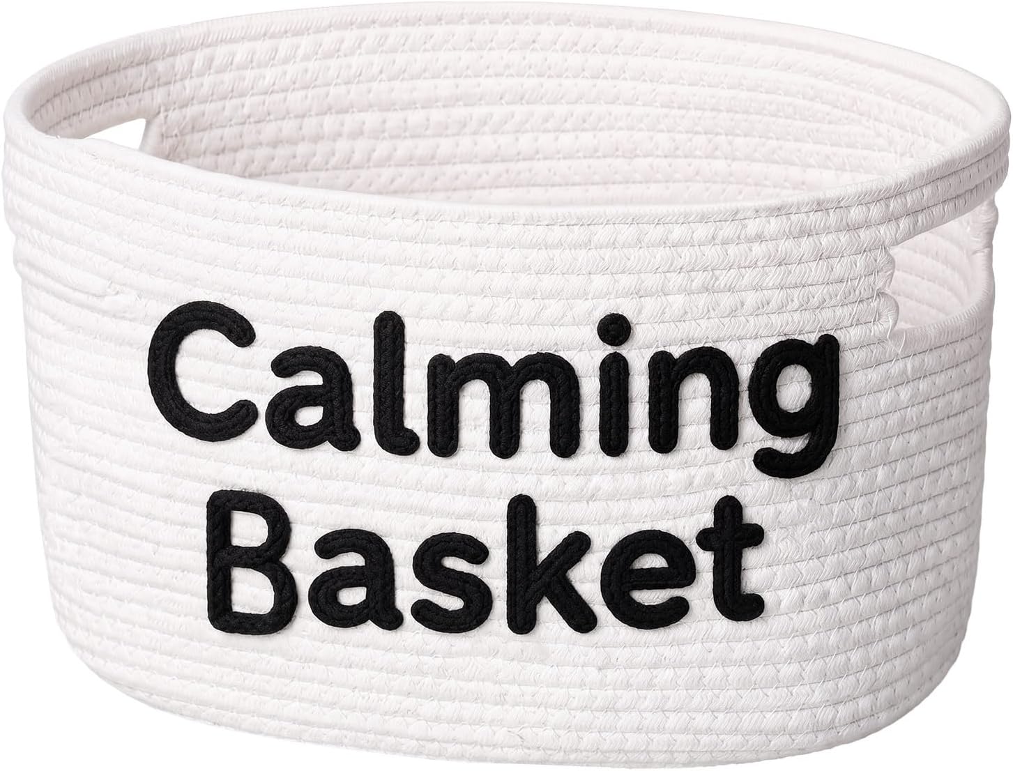 Hushee Calming Corner Basket Storage Bins Box with Handles, Classroom Calming Corner Mental Health Cotton Rope Basket Organizer for School Counselor Office Teacher Essentials, 15 x 10 x 9 Inch