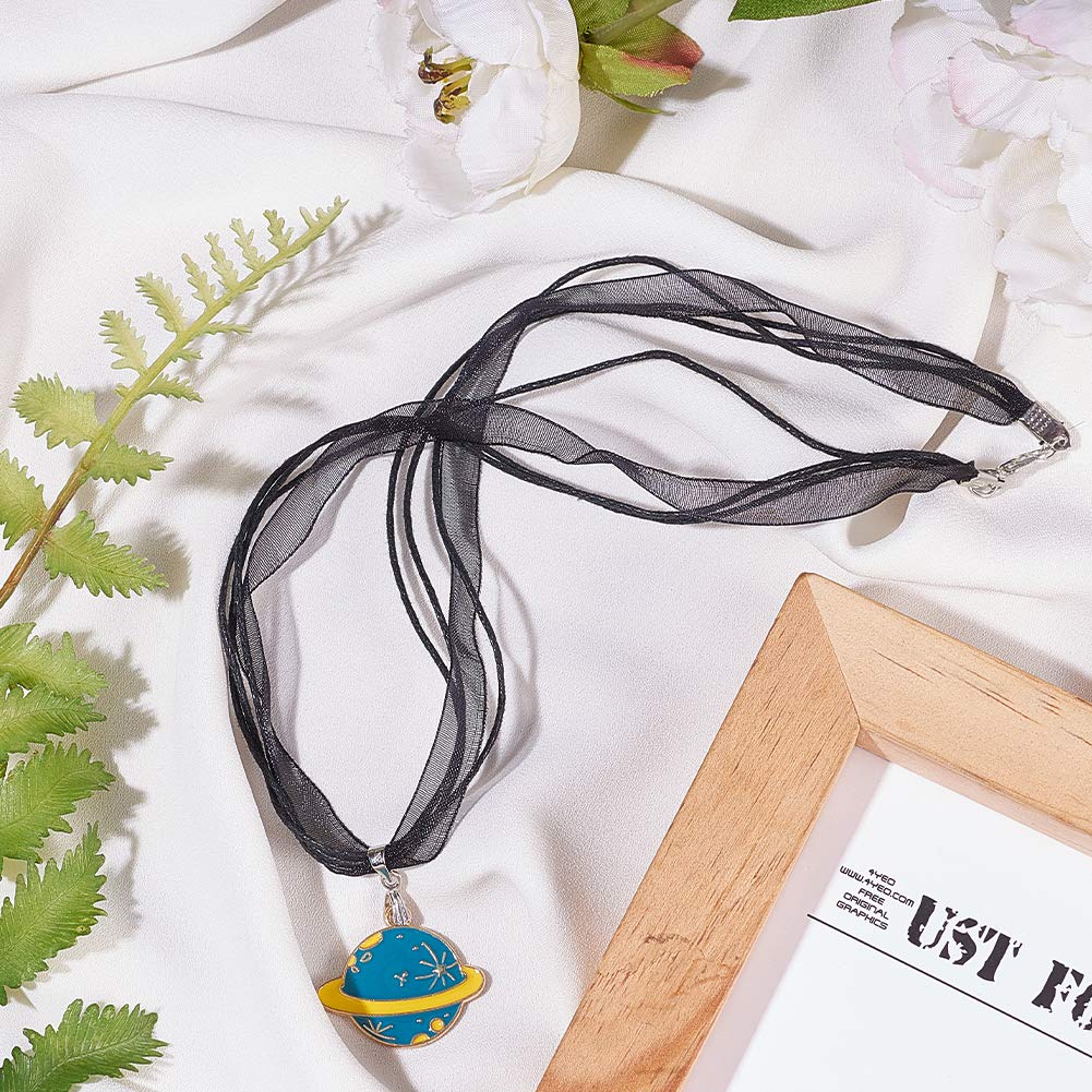 Collana In Cordino Di Cotone Cerato Nero Con Cornetto Portafortuna