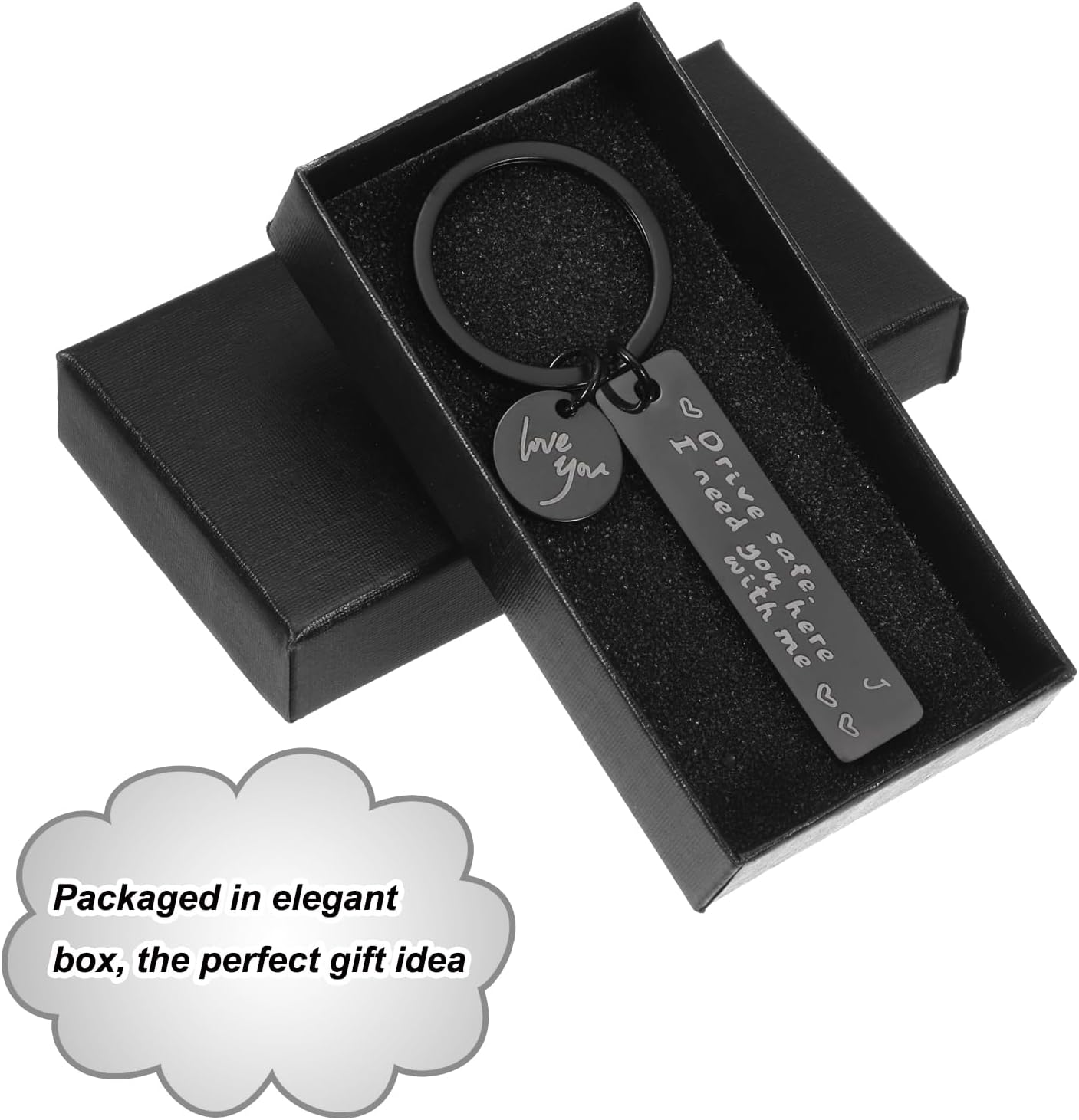 PATIKIL Drive Safe Love You Keychain, Letter Charm I Need You Here with Me Custom Keychains with Gift Box for Him Men Gifts