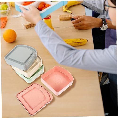 Miniatura 8 de KICHOUSE Caja de sándwich de 4 piezas, contenedor de plástico con tapa, lonchera de plástico, contenedor de caramelo, caja de sándwich reutilizable,