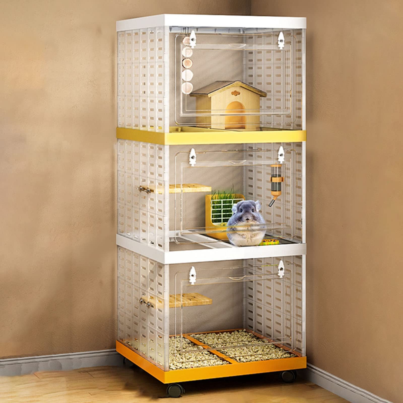Gabbia per Conigli - Gabbie e Habitat per porcellini d'India per 2 cincillà Gabbia a 3 Livelli Gabbia per Piccoli Animali per Conigli, porcellini d'India, criceti per Interni ed Esterni con