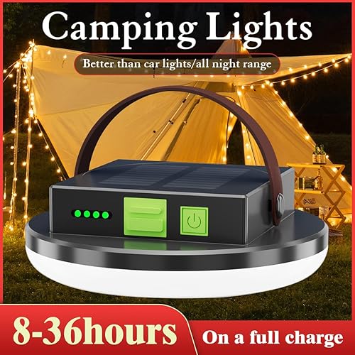 Miniatura 2 de Linterna solar USB para campamento, luces recargables ultra brillantes, 4500 lm, 4 modos de luz, luz colgante de emergencia para huracán, cortes de