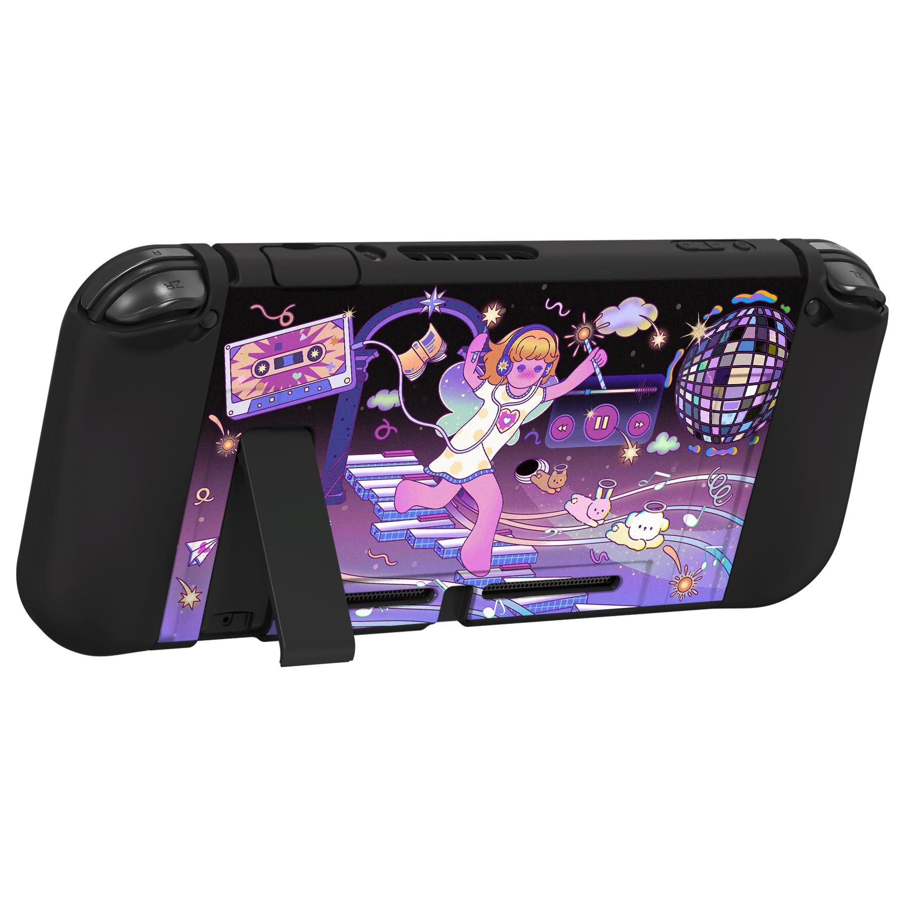 playvital ZealProtect - Custodia protettiva morbida per Nintendo Switch, protezione flessibile per interruttore, con pellicola protettiva in vetro, impugnature per pollice e tappi per pulsanti ABXY