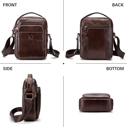 Miniatura 2 de BAIGIO Mens Genuine Leather Shoulder Bag Messenger Briefcase CrossBody Handbag Satchel Travel bag Black, Black -1, Dark Brown, Light Brown