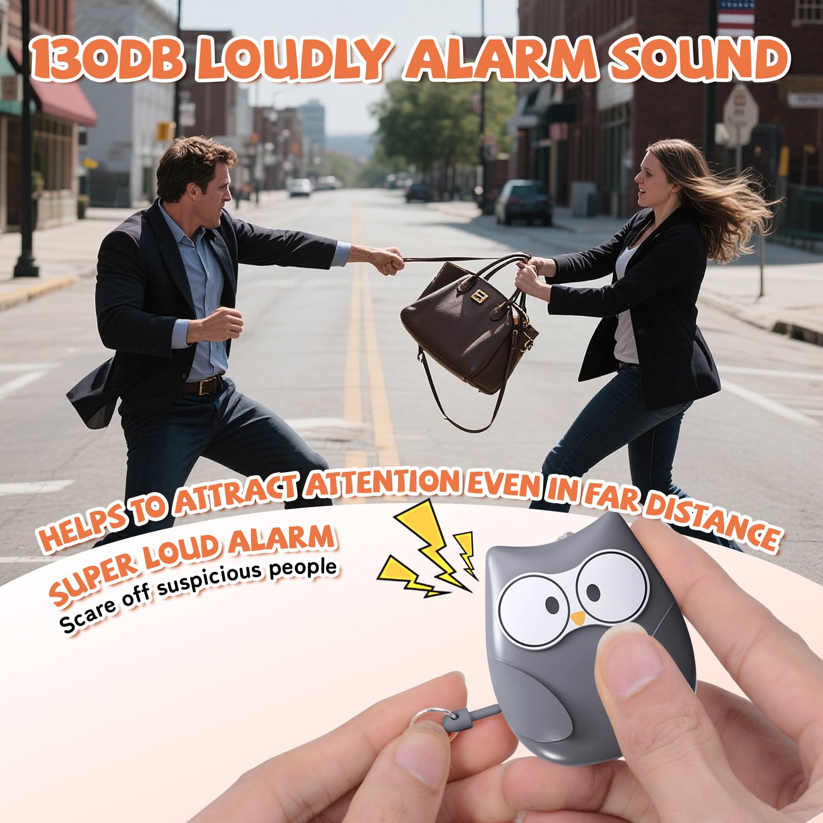 Qoosea 2 allarmi personali con allarme tascabile da 130 dB di emergenza, allarme di sicurezza personale, portachiavi con luce a LED, per bambini e donne anziane