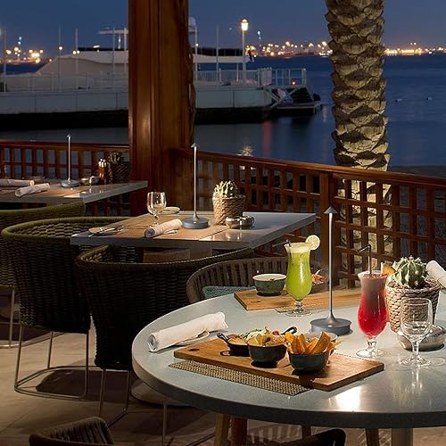 Miniatura 5 de Lámpara de mesa inalámbrica recargable LED funciona con pilas, lámpara de mesa de 4000 mAh, lámpara táctil regulable al aire libre, impermeable,