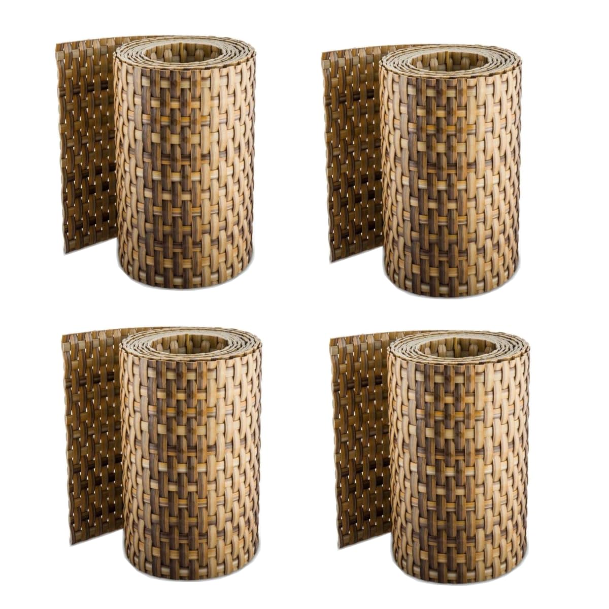 Sellon24® Lot de 4 bandes brise-vue en rotin - Aspect rotin - Pour clôture - Aspect tressé - 255 x 19 cm