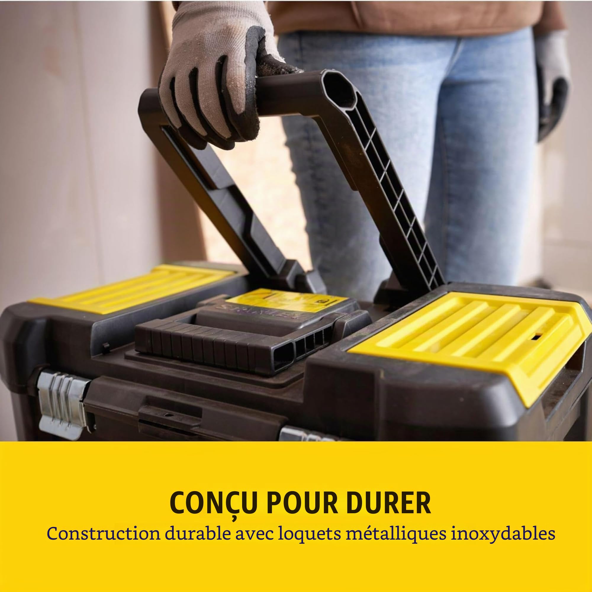 STANLEY Boîte à outils roulante essentielle, unités empilables 3-en-1, solution d'outils portable, STST1-80151