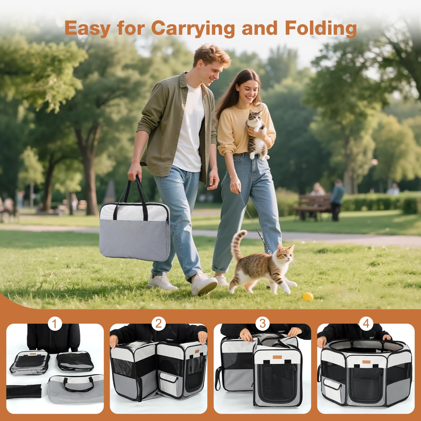Caño Plegable para Cachorros, 120 x 40 cm, 2 en 1, Parque para Cachorros y Gatos, Interior y Exterior, con Bolsa de Transporte