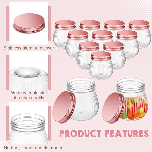 Miniatura 10 de Yungyan 50 tarros de plástico transparente de 4 onzas con tapas, tarros de boca ancha, tarros de yogur con tapas y etiquetas, mini recipientes de