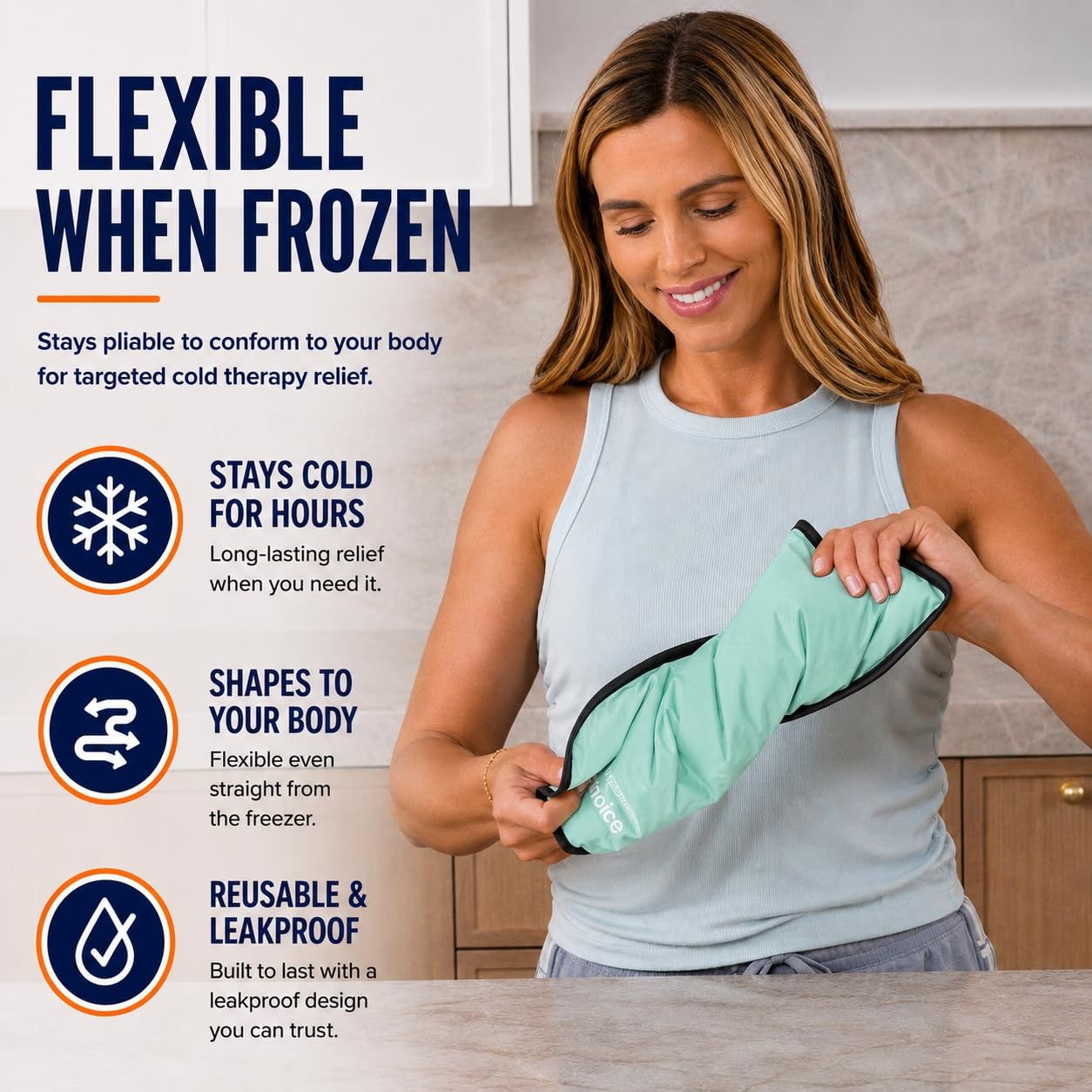 Paquete de 2 paquetes de hielo grandes para lesiones | 11 x 14.5 pulgadas | Paquete de frío y calor | Paquete de gel reutilizable, construcción duradera y flexible cuando se congela