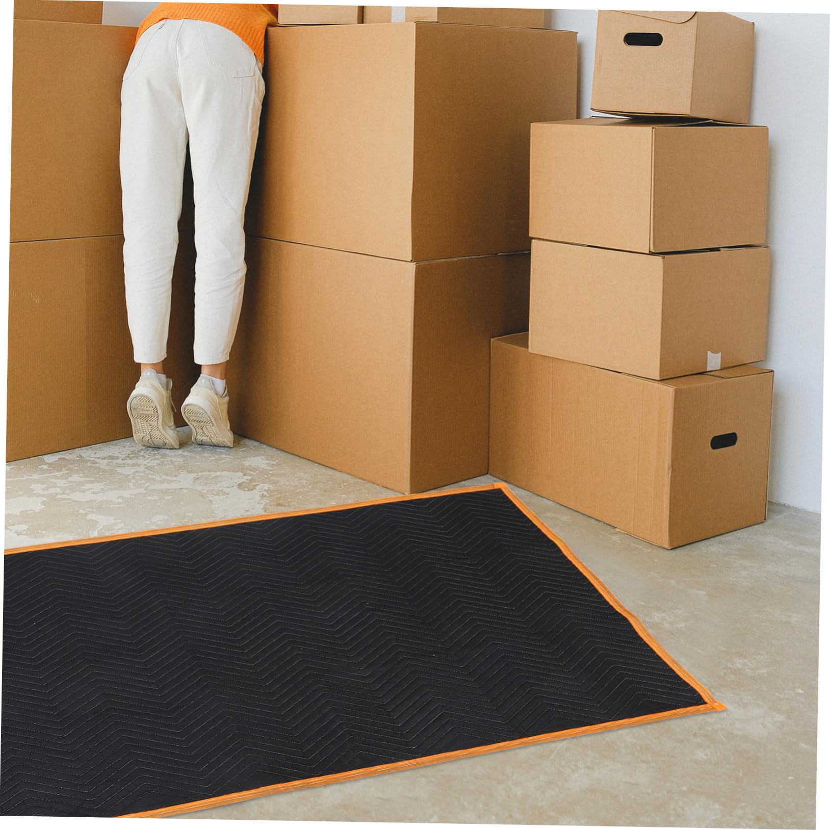 Vliesstoff Umzugsdecke Tragbar, Robust Gepolstert, Schwarze