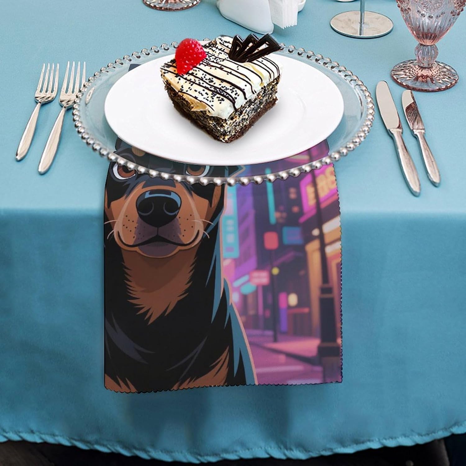Miniature Pinscher Cloth Napkins for Christmas Dining - 4 PCS Reusable Satin 18.7x18.7 Inch Washable Soft Table Napkins for Wedding, Holiday Decor & Eco-Friendly Kitchen Gifts image 4