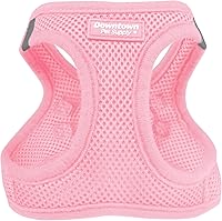 Vista 26 de Downtown Pet Supply Arnés para perros y gatos de taza, antitirones, XX-Pequeño, color caqui - Arnés ajustable con tela de malla acolchada y ribete