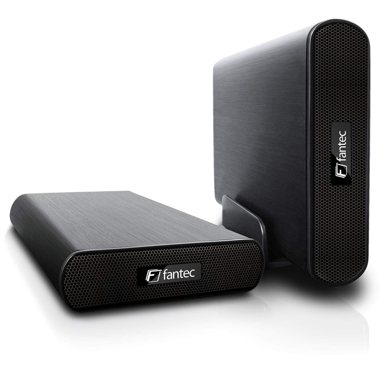 FANTEC DB-AluAir U2e zewnętrzna obudowa dysku twardego (do montażu dysku twardego SATA 8,89 cm (3,5 cala), złącze USB 2.0 i eSATA, z funkcją One Touch Backup, aluminiowa obudowa) czarna