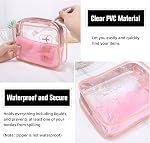 2 Pack TSA Approved Liquids Bags Pink Travel Toiletry Bag Waterproof Carry-on Toiletries Bag with Zipper for Women Men Airport Airline