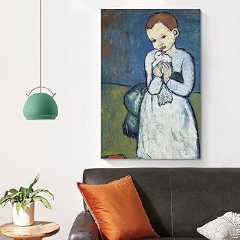 Amazon.co.jp: パブロ・ピカソ鳩を持つ子供絵画 インテリア アート