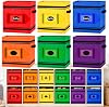 6 piezas de cestas de almacenamiento de crayones de 11 pulgadas para aula con bolsillos de PVC transparente y tarjeta de crayones, cubos de tela plegables coloridos con asas, organizador para maestros, guardería, preescolar 1