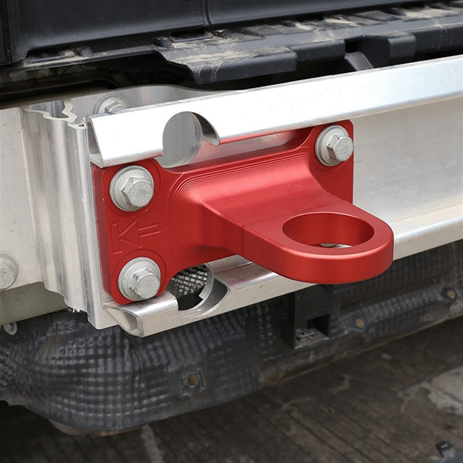 PortablPractical zaczep do przyczepy kształt tylny zderzak ze stopu aluminium Heavy Duty zaczep do przyczepy hak holowniczy (kolor: czerwony)