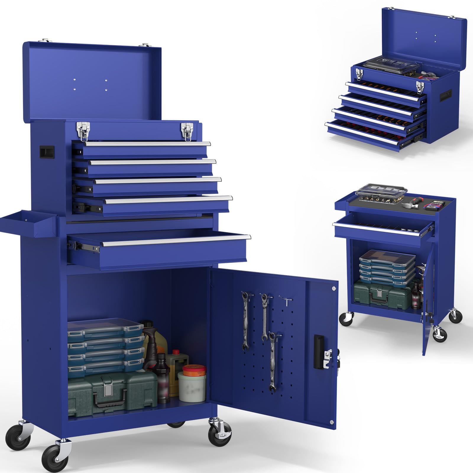 Cobinery 5-Drawer Rolling Tool Chest, Blue