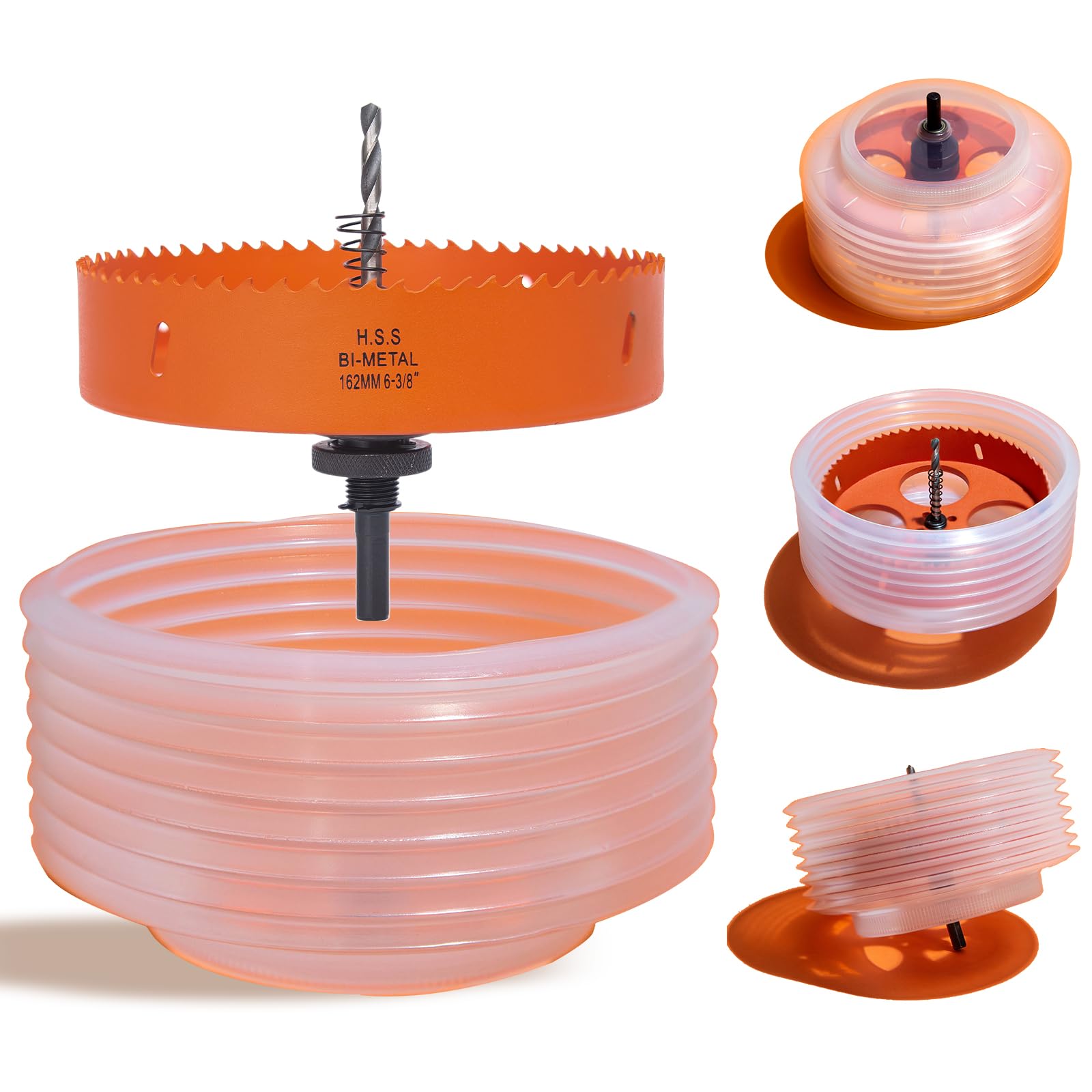 VIKITON 6-3/8 Hole Saw for Recessed Lights, 6.3 Inch Hole Cutter with Dust Bowl Catcher for Led Recessed Lighting 6 Inch and Wood Metal Drywall,