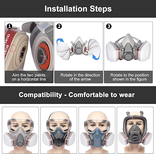 Miniatura 5 de 6001 Cartuchos de filtro para respirador, filtros respiradores de carbón activado reemplazables  Contra el polvovapor orgánicoproductos