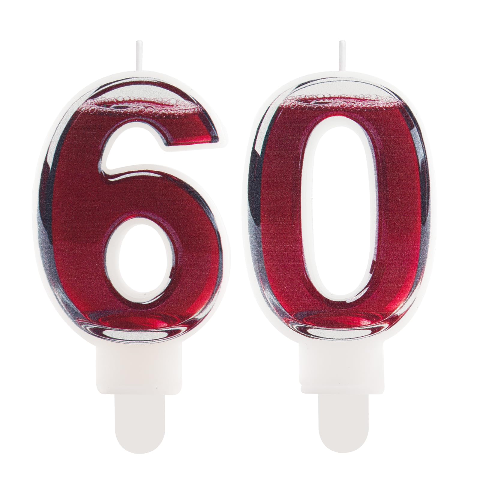 Funny Wine Themed Birthday Candles - Number 60 Candle Cake Topper Decorations, Party Supplies for Wine Lovers Women Men, 18th 21th 30th 40th 50th 60th Birthday Gifts for Mum Mom Her