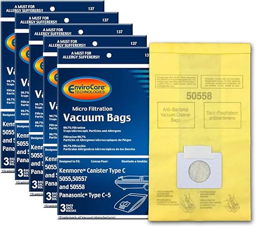 Envirocare Bolsas de repuesto para aspiradora hechas para adaptarse a contenedores Kenmore tipo CQ 5055 50557 y 50558 Panasonic tipo C-5 paquete de Envirocare Bolsas de repuesto para aspiradora hechas para adaptarse a contenedores Kenmore tipo CQ 5055 50557 y 50558 Panasonic tipo C-5 paquete de