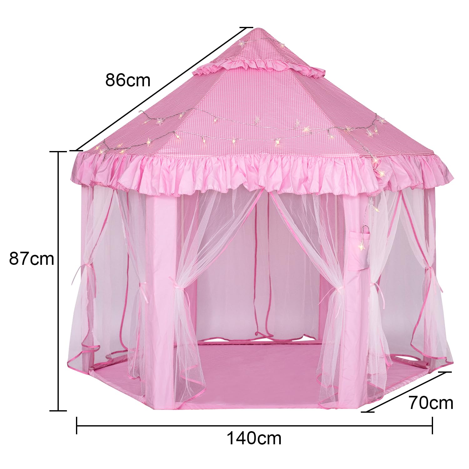 Tenda da gioco per bambini per ragazze - Tenda da gioco del castello della principessa, casa da gioco pop-up per interni e per esterni con luci stellari per bambini, regali per bambine da 3 a 9 anni