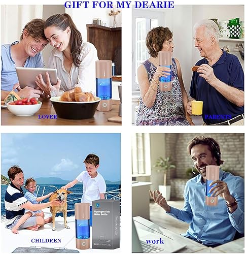 Miniatura 7 de madeking Botella de generador de agua de hidrógeno - con tecnología SPE y PEM, vaso de vidrio de agua rico en hidrógeno recargable, máquina portátil