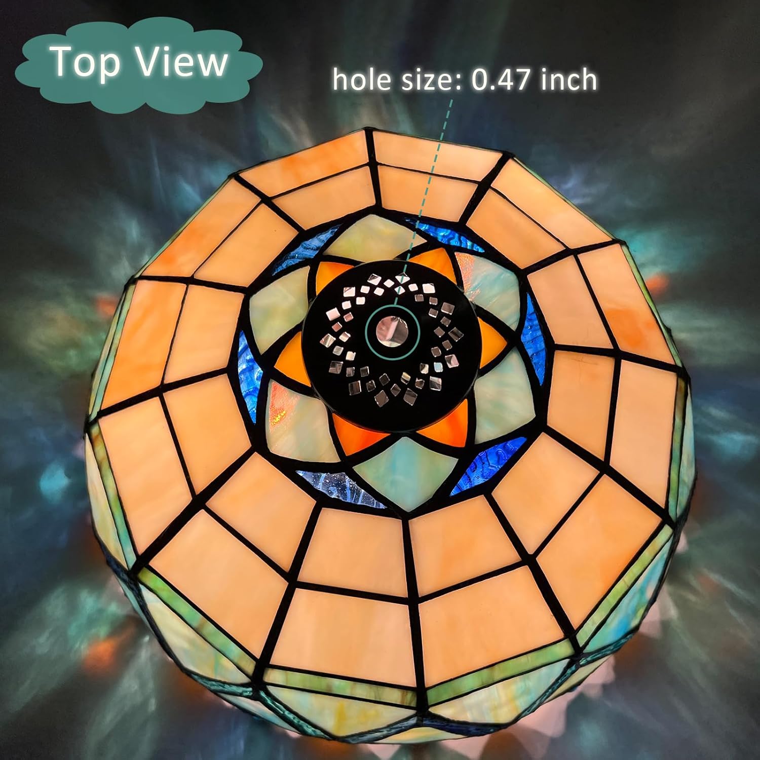 Tiffany Lamp Shade Only,12 inch Stained Glass Replacement Lampshade for Medium Table Desk Light Pendant Light