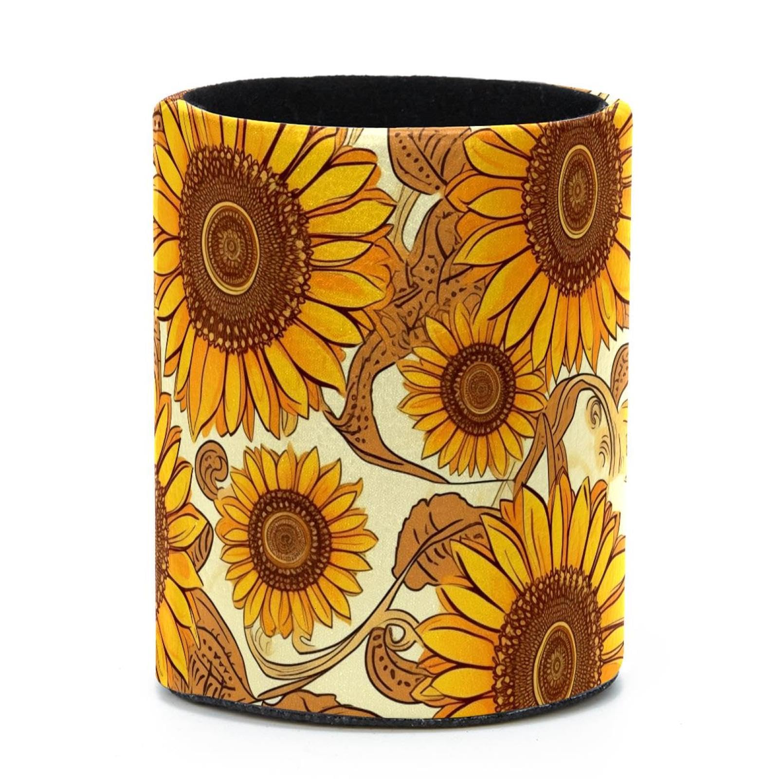 VAPOKF Round Pencil Holders for Desk, Sunflowers Pen Holders Pen Pot Makeup Brushes Storage Desktop Stationery Supplies Organiser for Home Office