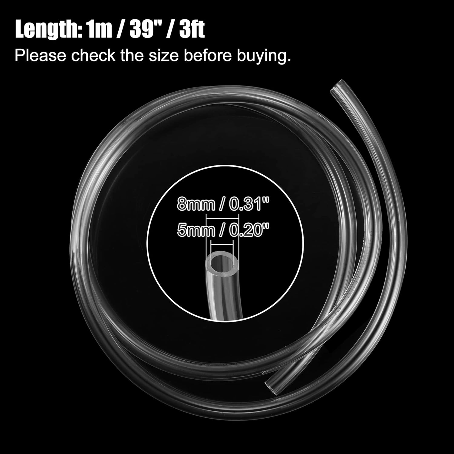 X AUTOHAUX 0.31''x39'' 8mm x 1m Tubing Carburetor Fuel Vent Line Universal Gas Line Petrol Hose Tube for ATV Dirt Bike Go Kart Moped Pocket Bike Scooter Clear
