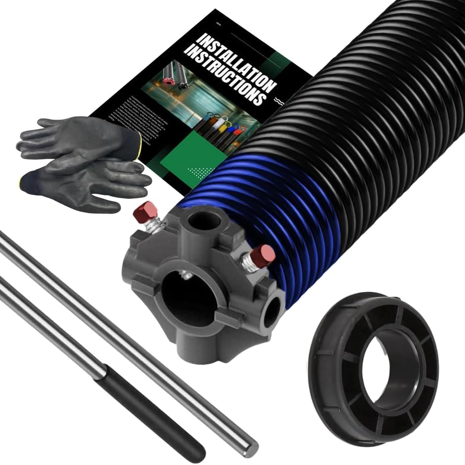 Garage Door Torsion Spring Set 1.75" (Red Cone) 250x1.75x33 – Heavy-Duty E-Coated Replacement with 1" Nylon Bushing, Non-Slip Winding Bars & Safety Gloves | Up to 40,000 Cycles | 5 Year Warranty
