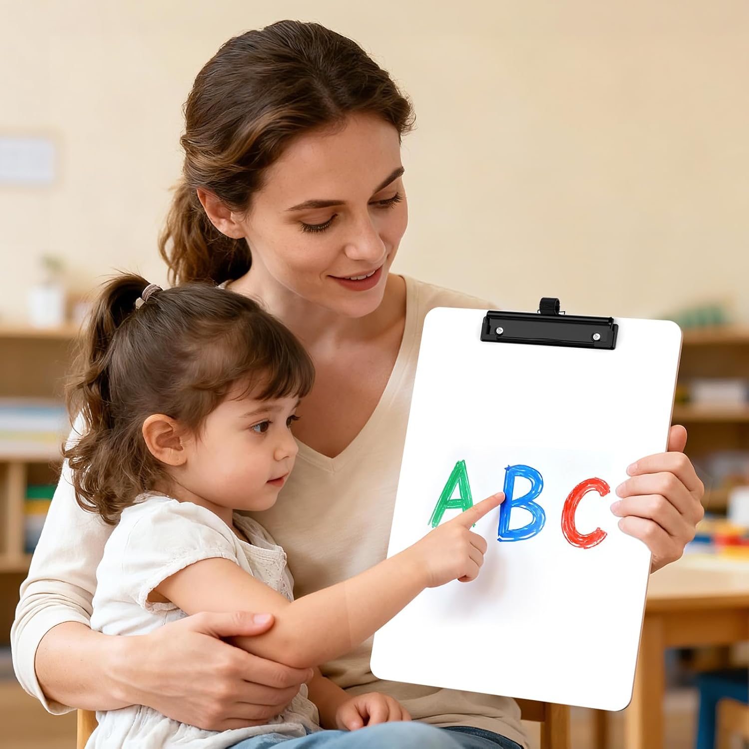 Dry Erase Wood Clipboard with Pen Holder, 9 x 12.5'' Double-Sided White Board for Classroom, Students, Kid, Clip Board 8.5x11'' with Low Profile Black Clip, Office & School Supply(30 Pack)