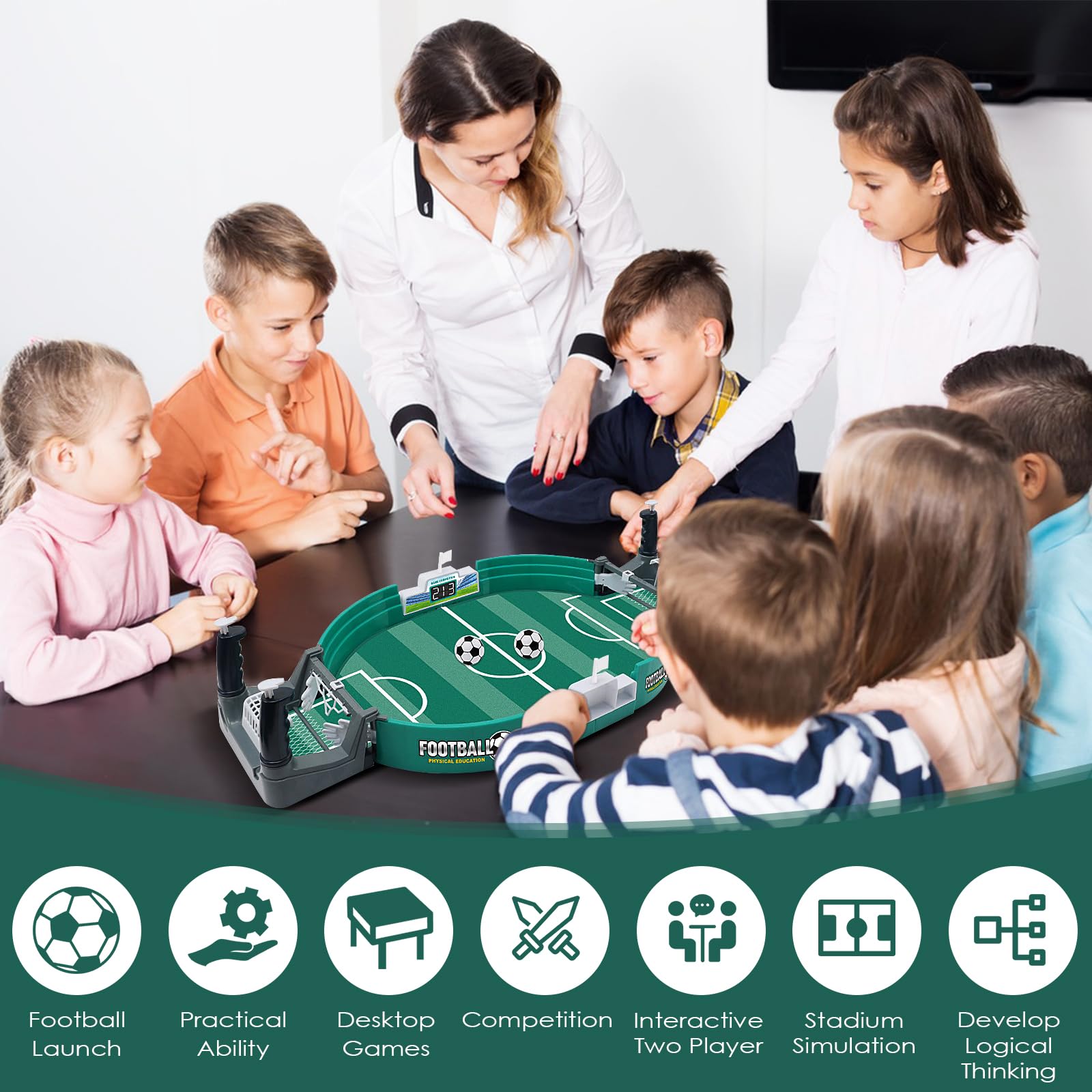 Babyfoot Miniature - Jeu De Table Football - 41,5 Cm - Avec Balles Et Poignées - Pour Enfants Et Adultes