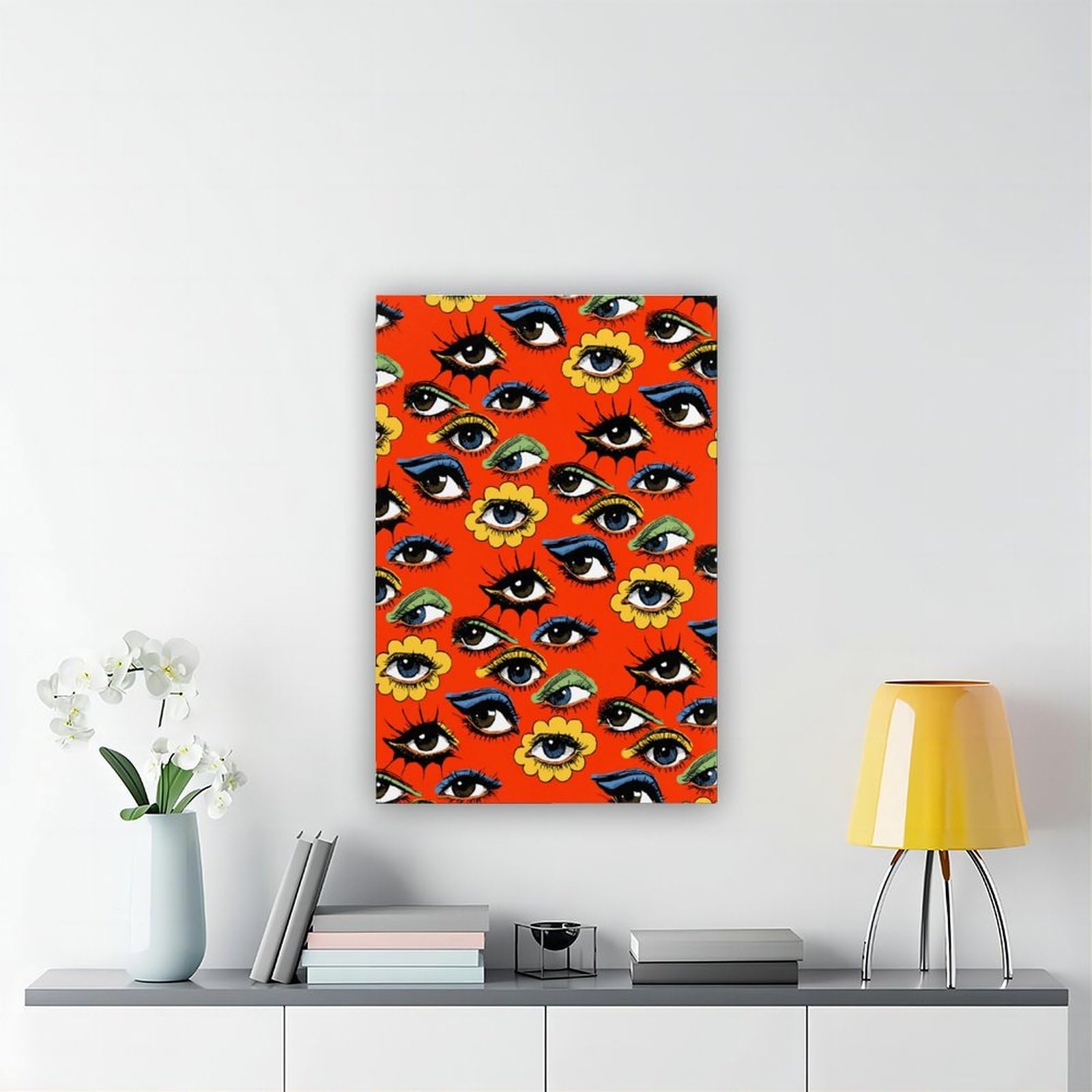 NEOHI 60er-Jahre-Augenmuster, Vintage-Stil, Raumästhetik, Leinwandkunst, Wanddekoration, Poster, Zuhause, Bar, Restaurant, Garage, Café, Logo, Geschenk, 60 x 90 cm