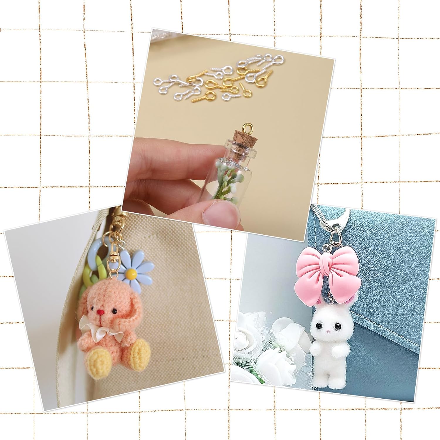 800 Pcs Gold & Silver Small Screw Eye Pins for Jewelry Making & DIY Crafts Mini Eyelet Screws Eyelet Pins Hooks for DIY Crafts, Art Projects, Tiaras and Jewelry Making (Silver and Gold, 3 Sizes) - Image 5