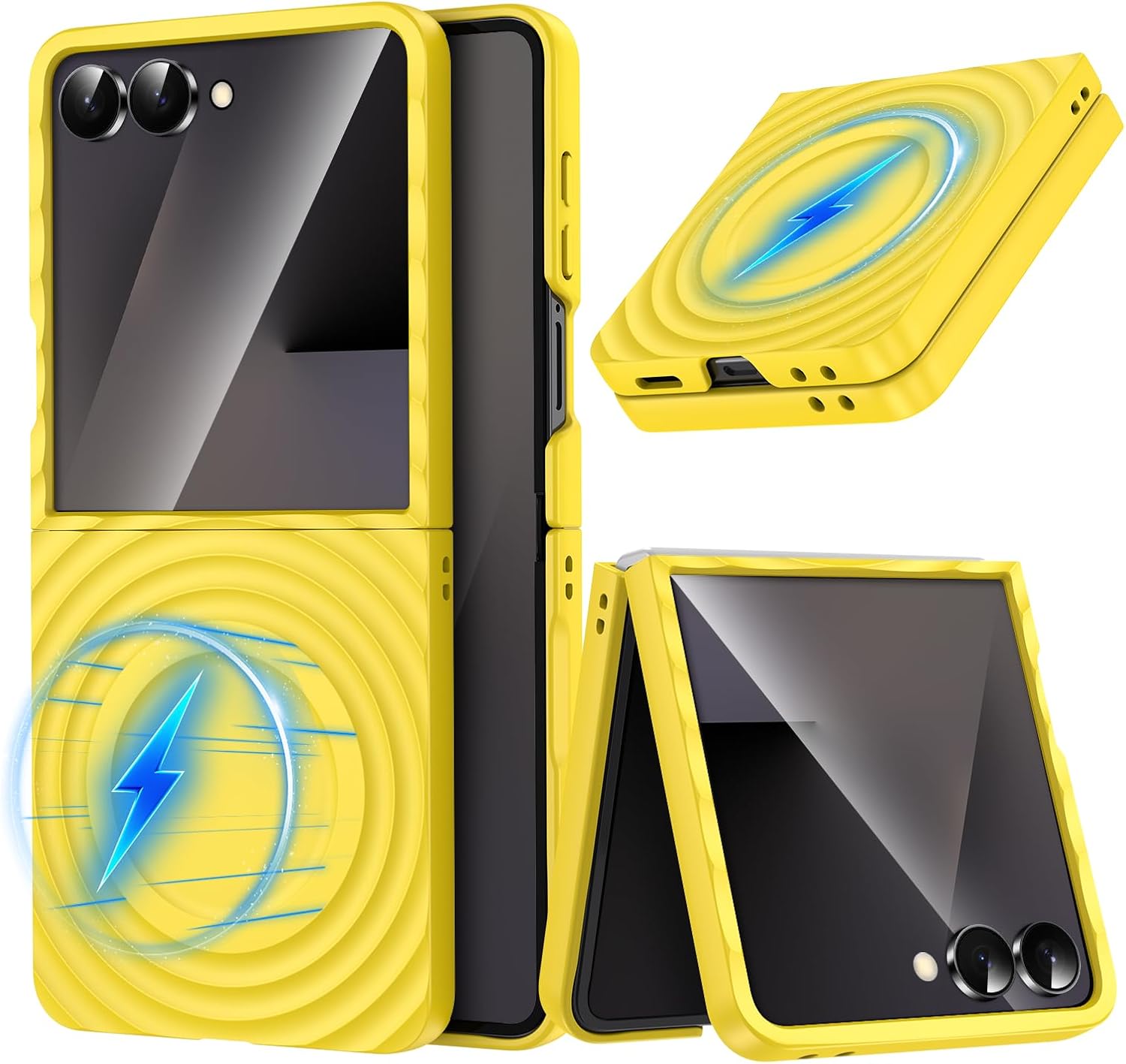 Magnetic for Galaxy Z Flip 7 Case,Lightweight,Slim Fit Drop Protection Rugged Shockproof Cover for Samsung Galaxy Z Flip 7, Hard PC Shockproof Protective Phone Yellow 29-Flip 7-08